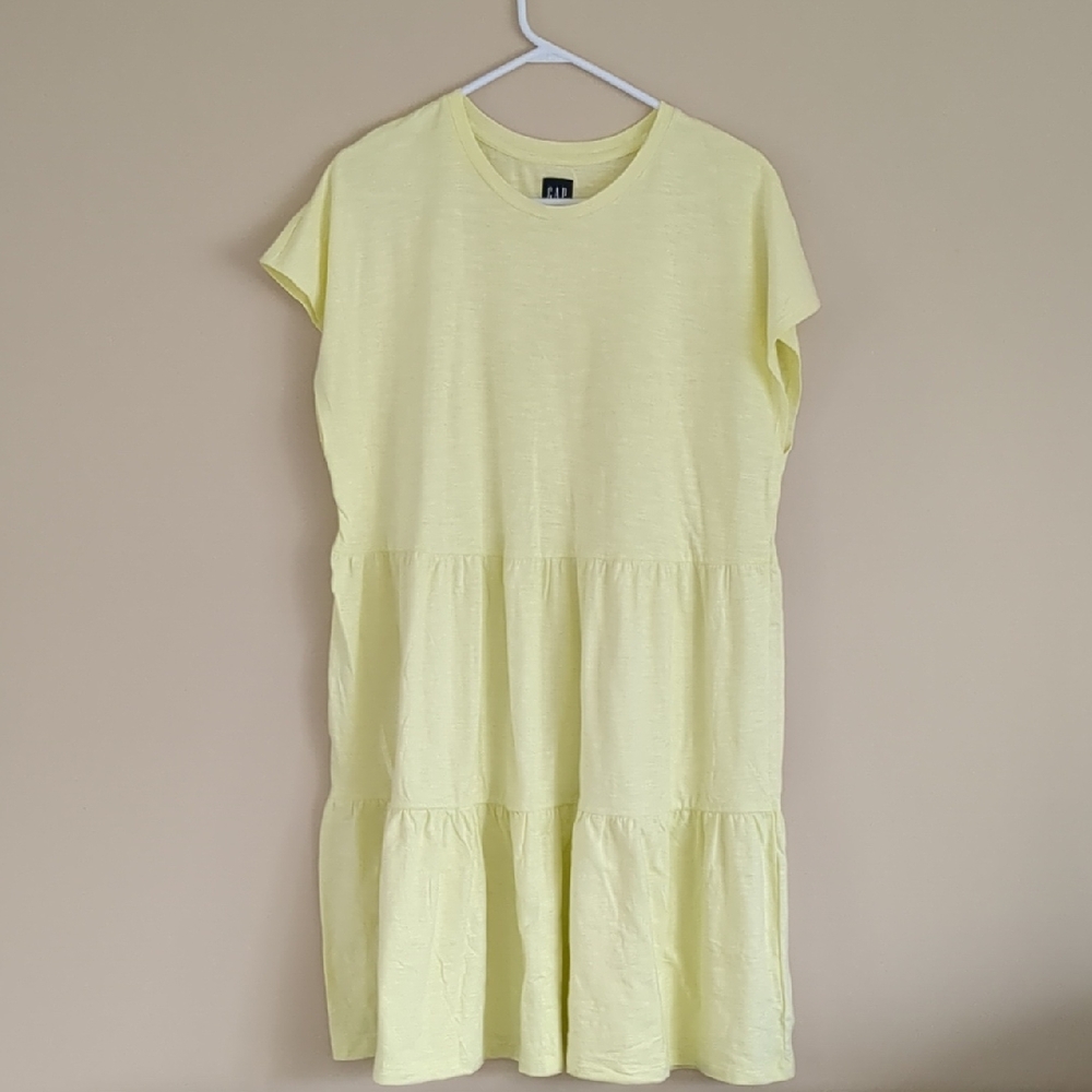 XL Tall Gap Tiered Solid Yellow Dress